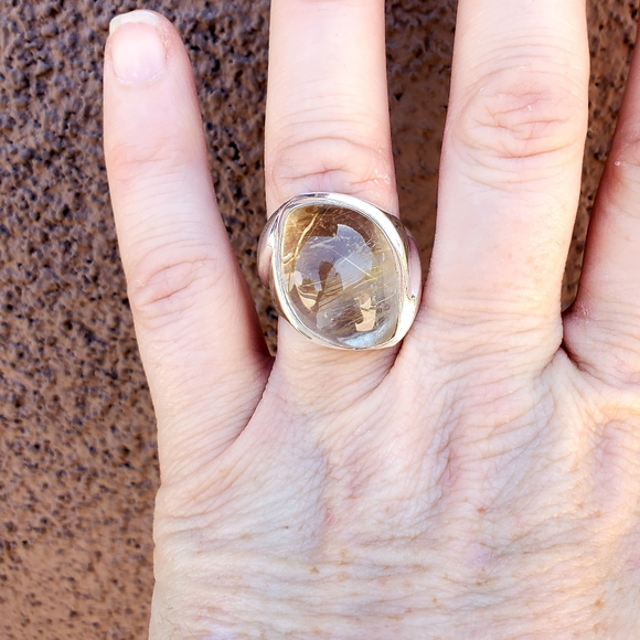 New Men's Golden Rutile 925 Silver Ring. - Picture 5 of 16